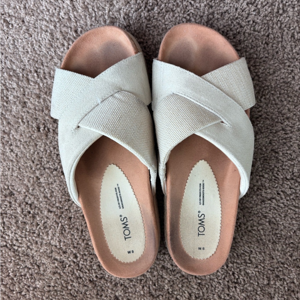 Toms Women's Crisscross Slide Sandals in Ivory
